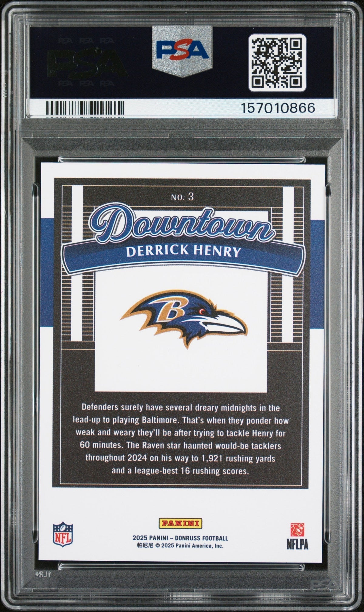 2025 Panini Donruss Downtown Derrick Henry #3 PSA 10