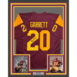 Framed Autographed/Signed Mike Garrett 35x39 Heisman 65 USC Southern Cal Red College Football Jersey JSA COA
