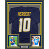 Framed Autographed/Signed Justin Herbert 35x39 Los Angeles San Diego Navy Blue Football Jersey Beckett BAS COA