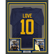 Framed Autographed/Signed Jordan Love 35x39 Green Bay Blue Retro Football Jersey Beckett BAS COA