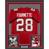 Framed Autographed/Signed Leonard Fournette 35x39 Tampa Bay Red Football Jersey Beckett BAS COA
