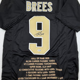Autographed/Signed Drew Brees New Orleans Black Stat Football Jersey Beckett BAS COA