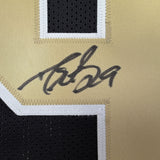 Autographed/Signed Drew Brees New Orleans Black Stat Football Jersey Beckett BAS COA