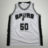 Autographed/Signed David Robinson San Antonio White Basketball Jersey Beckett BAS COA