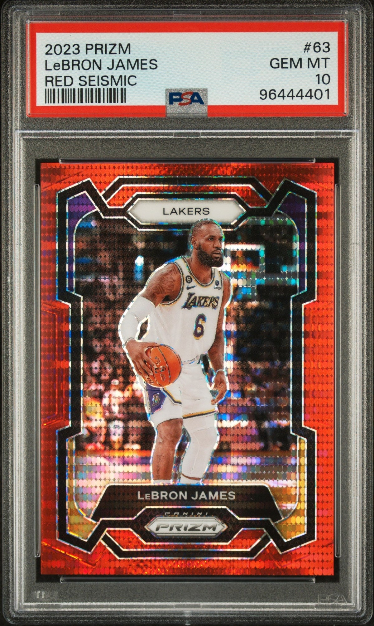 2023 Panini Prizm Red Seismic Lebron James #63 /299 PSA 10