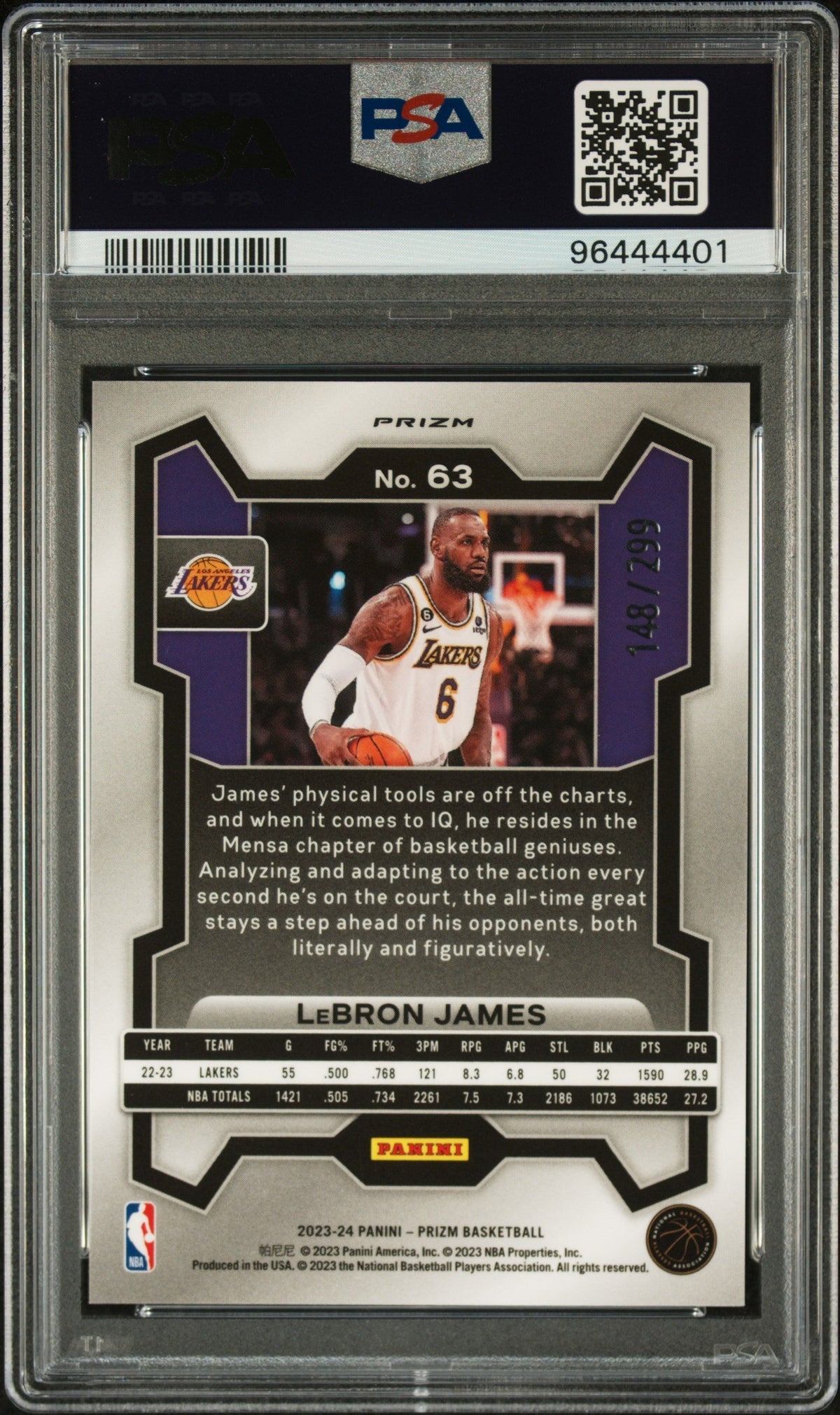 2023 Panini Prizm Red Seismic Lebron James #63 /299 PSA 10