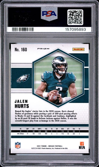 2021 Panini Mosaic Genesis Mosaic Jalen Hurts #160 PSA 10