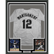 Framed Autographed/Signed Colson Montgomery 35x39 Chicago Pinstripe Baseball Jersey Beckett BAS COA