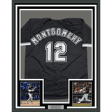 Framed Autographed/Signed Colson Montgomery 35x39 Chicago Black Baseball Jersey Beckett BAS COA