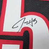 Framed Autographed/Signed Jrue Holiday 35x39 Portland Black Basketball Jersey Beckett BAS COA