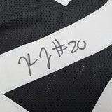 Framed Autographed/Signed Kaleb Johnson 35x39 Pittsburgh Black Football Jersey Beckett BAS COA