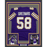 Framed Autographed/Signed Jonathan Greenard 35x39 Minnesota Purple Retro Football Jersey Beckett BAS COA