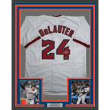 Framed Facsimile Autographed Chase DeLauter 35x39 Cleveland White Reprint Laser Auto Baseball Jersey Size Men's XL