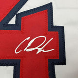 Framed Facsimile Autographed Chase DeLauter 35x39 Cleveland White Reprint Laser Auto Baseball Jersey Size Men's XL