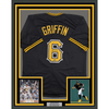 Framed Facsimile Autographed Konnor Griffin 35x39 Pittsburgh Black Reprint Laser Auto Baseball Jersey Size Men's XL