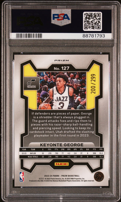 2023 Panini Prizm Red Prizm Keyonte George #127 /299 PSA 10