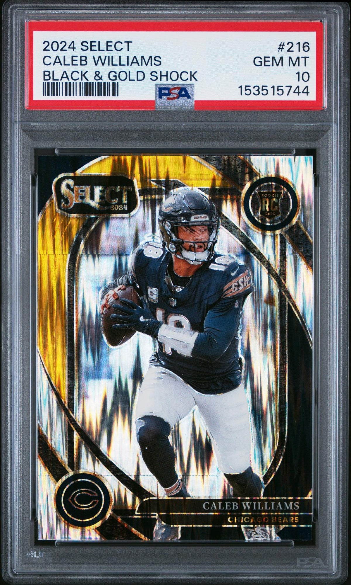 2024 Select Prizm Black And Gold Shock Caleb Williams #216 PSA 10