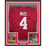 Framed Autographed/Signed Marquis Maze 35x39 Alabama Red College Football Jersey PSA COA