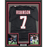 Framed Autographed/Signed Bijan Robinson 35x39 Atlanta Retro Black Football Jersey Beckett BAS COA