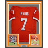 Framed Autographed/Signed Bucky Irving 35x39 Tampa Bay Orange Creamsicle Retro Throwback Football Jersey Beckett BAS COA