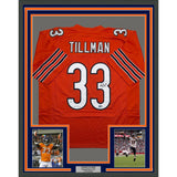 Framed Autographed/Signed Charles Tillman 35x39 Peanut Chicago Orange Football Jersey Beckett BAS COA