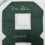Framed Autographed/Signed Dave Robinson 35x39 HOF 13 Green Bay White Football Jersey JSA COA