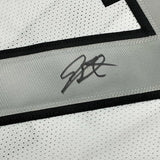 Framed Autographed/Signed Geno Smith 35x39 Oakland White Color Rush Football Jersey Beckett BAS COA