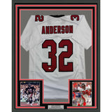 Framed Autographed/Signed Jamal Anderson 35x39 Atlanta White Football Jersey JSA COA
