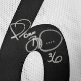 Framed Autographed/Signed Jerome Bettis 35x39 Pittsburgh White Football Jersey JSA COA