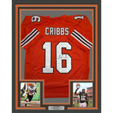 Framed Autographed/Signed Josh Cribbs 35x39 Cleveland Football Orange Jersey JSA COA