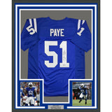 Framed Autographed/Signed Kwity Paye 35x39 Indianapolis Blue Football Jersey Beckett BAS COA