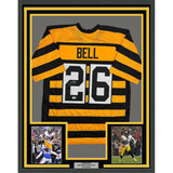 Framed Autographed/Signed Le'Veon LeVeon Bell 35x39 Pittsburgh Bumble Bee Jersey JSA COA