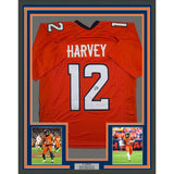 Framed Autographed/Signed R.J RJ Harvey 35x36 Denver Orange Football Jersey JSA COA