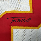 Framed Autographed/Signed Trent McDuffie 35x39 Kansas City White Football Jersey JSA COA