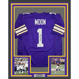 Framed Autographed/Signed Warren Moon HOF 06 35x36 Minnesota Purple Football Jersey Beckett BAS COA