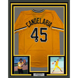 Framed Autographed/Signed John Candelaria 35x39 Pittsburgh Yellow Baseball Jersey JSA COA