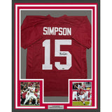 Framed Facsimile Autographed Tyler Ty Simpson 35x39 Alabama Red Reprint Laser Auto College Football Jersey