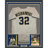 Framed Facsimile Autographed Jacob Misiorowski 35x39 Milwaukee Cream Reprint Laser Auto Baseball Jersey