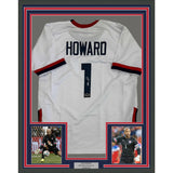 Framed Facsimile Autographed Tim Howard 35x39 United States USA White World Cup Reprint Laser Auto Soccer Jersey