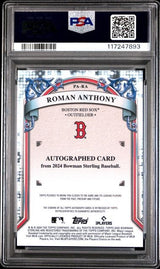 Graded 2024 Bowman Sterling Roman Anthony #PARA /75 Orange Refractor Auto Rookie RC Baseball Card PSA 10 Gem Mint
