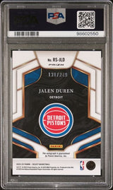 Graded 2022 Panini Select Jalen Duren #RSJLD /249 Rookie Signatures Prizm Auto Rookie RC Basketball Card PSA 10 Gem Mint