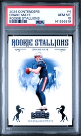 Graded 2024 Panini Contenders Drake Maye #4 Rookie Stallions Rookie RC Football Card PSA 10 Gem Mint