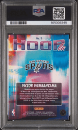 Graded 2023 Panini NBA Hoops Premium Stock Victor Wembanyama #5 Hoopla Rookie RC Basketball Card PSA 10 Gem Mint