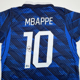 Autographed/Signed Kylian Mbappe France World Cup Blue Soccer Jersey Beckett BAS COA
