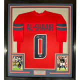 Framed Autographed/Signed Azeez Al Shaair 35x39 Houston Red Football Jersey Beckett BAS COA