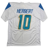 Autographed/Signed Justin Herbert 2020 ROY Los Angeles San Diego White Football Jersey Beckett BAS COA