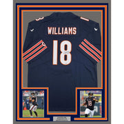Framed Autographed/Signed Caleb Williams 35x39 Chicago Blue Football Jersey JSA COA