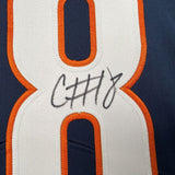 Framed Autographed/Signed Caleb Williams 35x39 Chicago Blue Football Jersey JSA COA