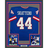 Framed Autographed/Signed Cam Skattebo 35x39 New York Blue Retro Football Jersey Beckett BAS COA