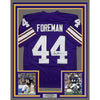 Framed Autographed/Signed Chuck Foreman 35x39 Minnesota Purple Football Jersey JSA COA